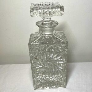 Whiskey Decanter 1960 Barware Lausitzer Germany Crystal Pinwheel Hobstar Pattern